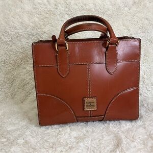 Dooney‎ & Bourke Vintage Brown Leather Satchel Handbag Top Handle Bag